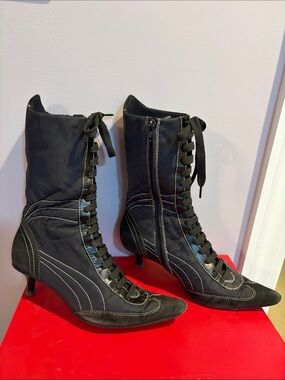 Vintage Fornarina Heeled Lace-Up Boxing Boots. 
- Women